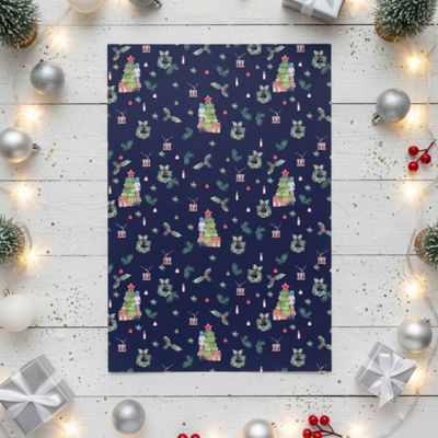Gift Wrap Xmas | Blue - 29 x 19 in