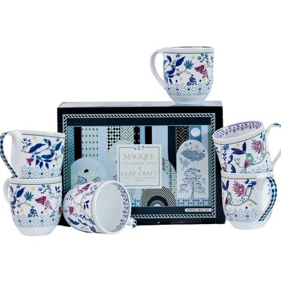 Magique By The Wishing Chair - Parrot Tulip Garden | Fine China | Set Of 6 Mugs | 200 ml - 381067