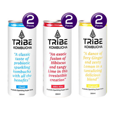 Tribe Naturally Sparkling Probiotic Green Tea With Herbs & Spices Kombucha () & Tribe Naturally Sparkling Probiotic Green Tea With Ginger & Lemon Kombucha () & Tribe Naturally Sparkling Probiotic Herbal Green Tea With Hibiscus & Lemon Kombucha () Combo