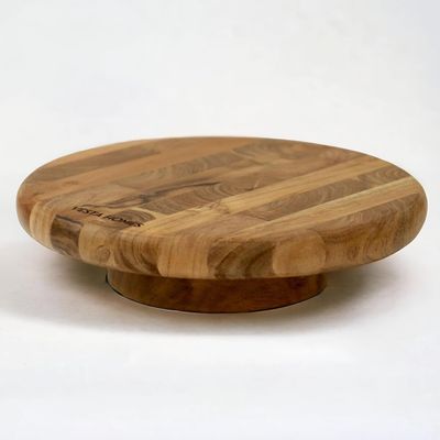 Round Wooden 360 Degree Rotating Cake Stand, Dessert Platter|Dia-10.5 Inch, H- 3 Inch