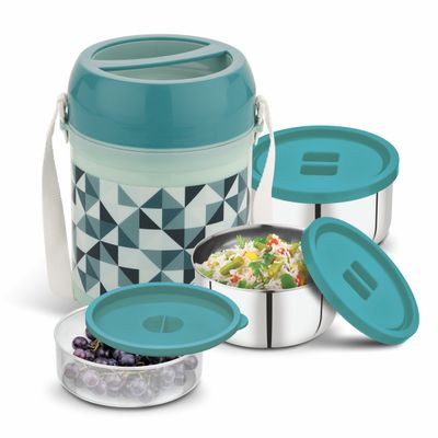 Asian Diet Meal Lunch Box With 3 Containers (Colour May Vary)