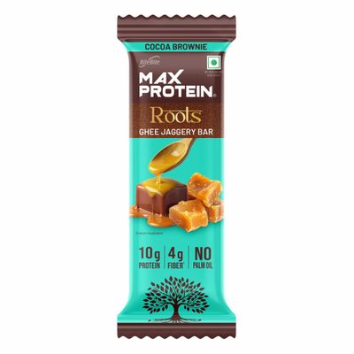 Roots Ghee Jaggery 10g Protein Bar | Cocoa Brownie | No Palm Oil | 4g Fiber