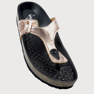 Solethreads Athena Metalic Gold Flip-Flops & Slippers for Women | Size - India-UK 7