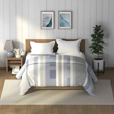 Nautica Super Soft 100% Cotton Fabric Comforter for All Weather | Double Size | Geometric | Blue