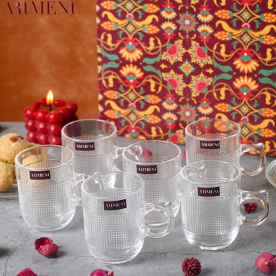 Dotted Delights Minimal Set Of 6 Tea Cup Set (250 ml)