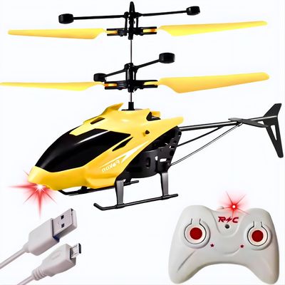 Remote Control Helicopter for Kids with Hand Gravity Sensor & 3D LED Lights | Yellow