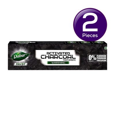 Dabur Herb'L Activated Charcoal Toothpaste With Mint For Whitening (Black Gel Paste) Combo