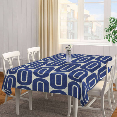 Cotton Blend Table Cloth | Dining Table Cover | Blue | 72 x 52 inches