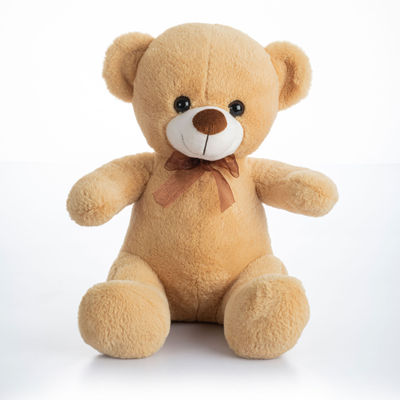 Dimpy Stuff Sitting Bear With Bow 24Cm Golden Brown