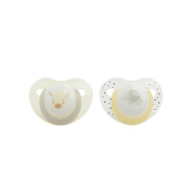 Giraffe/Elephant Soothers Yellow Pack Of 2 0-6 Months