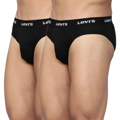 Levi's 009 Men's Neo Brief | Contoured Double Pouch | Pack of 2 | Black,Black | S