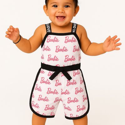 Girls' Printed Cotton Jumpsuit | Pink | 12 - 18 months