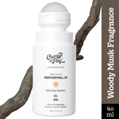 5% Aha Underarm Roll On Lactic Acid For Dark Underarm & Odour Control Woody Musk