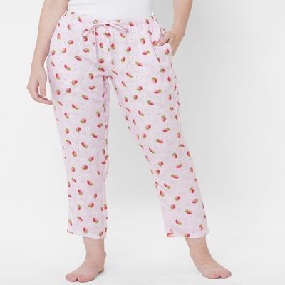 Urban Scottish Women s USWPJ511 Strawberry Printed Lounge Pyjama Pants | Pink - XL