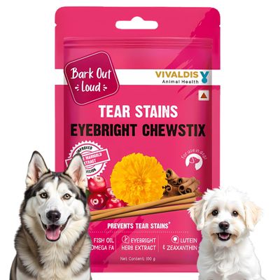 Tear Stain Dog Treat, Chewstix with Eye bright, Marigold & Omega Fatty Acids