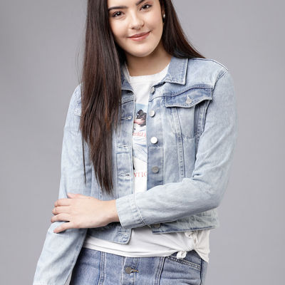 Women's Solid Denim Jacket | Light Blue - S