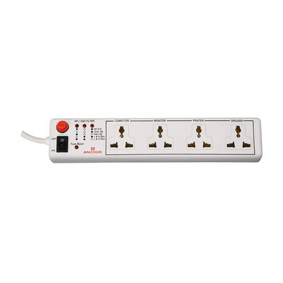 Panasonic 6 Amp Extension Board With 4 Way Universal Socket, 1 Single Switch & 4 Mtr Wire