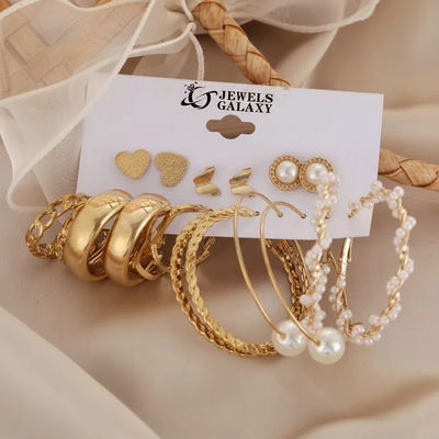 Gold-Toned Everyday Use Studs & Hoop Earrings