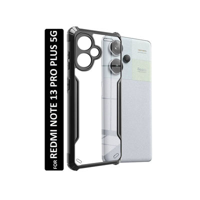 Redmi Note 13 Pro Plus Back Cover - Black Bordered Transparent Case