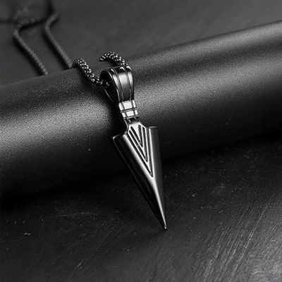 Men's Jewelry Arrow Pendant Small with Chain | Necklace-101 | Black
