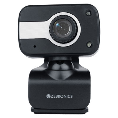Zeb-Crystal Clear Web Camera, 0.3 MP with USB with 3P Lens,Built-in Microphone,Auto White Balance,Night Vision and Manual Switch for LED - Black