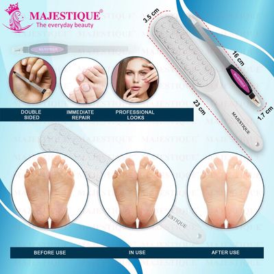 Set of 2 Foot Scrubbers and Nail Filer - 3Pcs | Multicolor