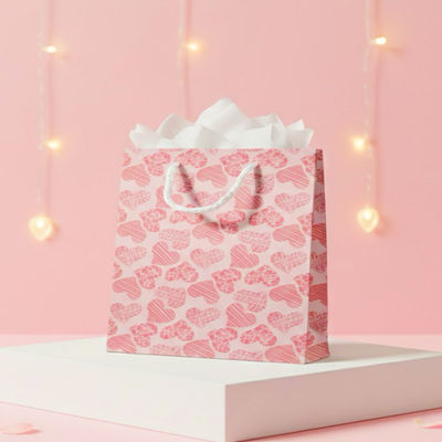 Baby Pink Pattern Heart Gift Bag | 16 x 12 inch | Mad Over Prints