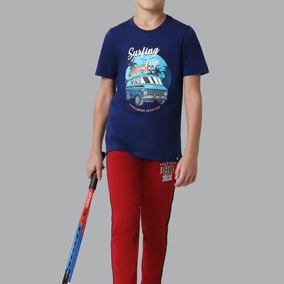 Van Heusen Boys Smart Tech Easy Stain Release T-Shirt | Denim Melange | 9 to 10 years