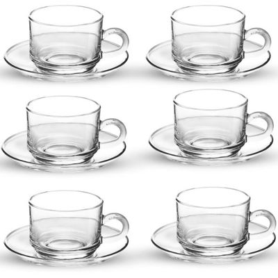 Treo By Milton Bistro Cup And Saucer, Transparent, Set Of 12