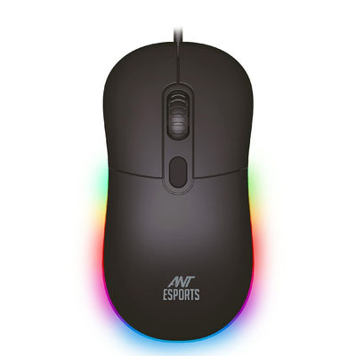 GM40 Wired Optical Gaming Mouse with RGB LED, Lightweight and Ergonomic Design, DPI Upto 2400, Compatible with Windows and Mac - Black