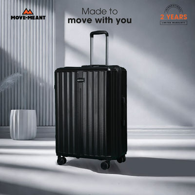 Roamify Large Suitcase | Polycarbonate Trolley | 8 Wheels | Number Lock | Black - 75cm