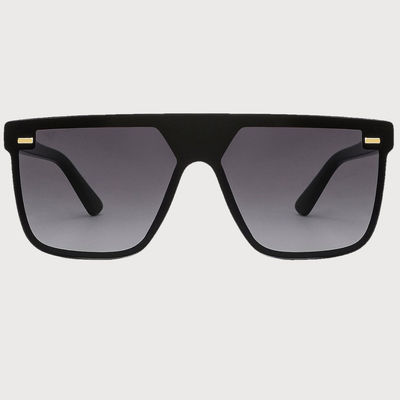 Unisex Solid Polycarbonate Square Sunglasses | Black - L