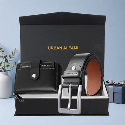 Men's Leather Belt & Wallet Combo | Fits up to 40 Waist