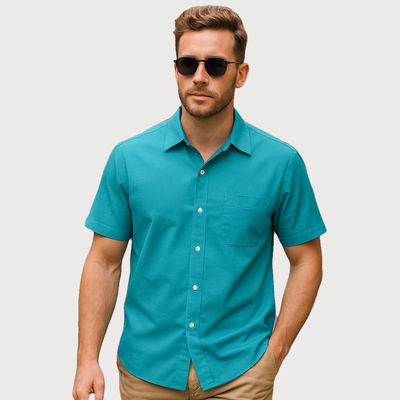 Men's Teal Breeze Handloom Heritage Khadi Shirt - M