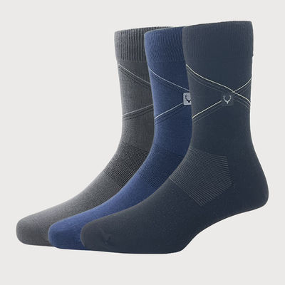 Men's Cotton Full Length Pilot Pattern Socks - Black, Dark Grey, Navy