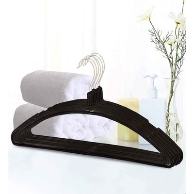 Plastic 6 Piece Hanger Set for Wardrobe|Multipurpose Hanger Organizer (Black)