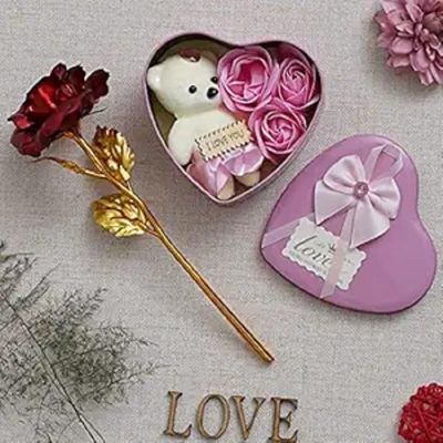 Valentine Gift Red Roses Teddy Gift Box Valentines Decoration | Perpetual Mart