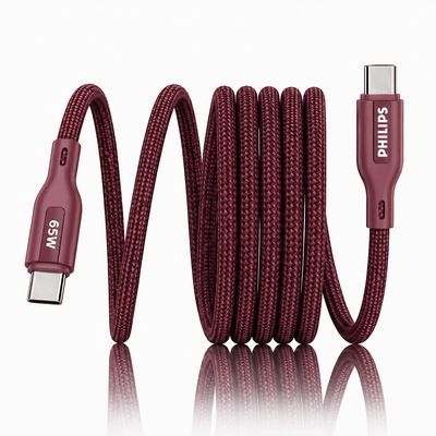 Philips DLC4130CI/94 65W USB Type-C to Type-C Fast Charging Cable | Nylon Braided | 1m