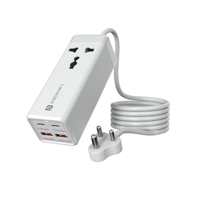 Adapto Volt 65 65W High speed 5-in-1 Power Strip with 2 Type C PD Ports(White)