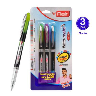 Flair Writometer Gel Pen Blue Pack Of 3