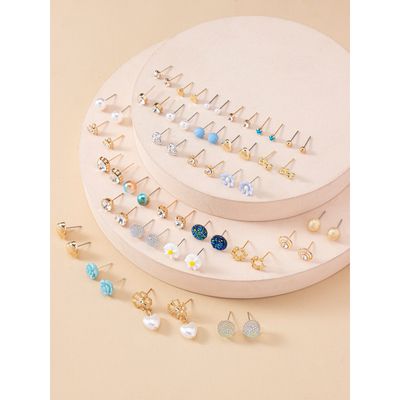 30 Pairs Combo Stylish Crystal Pearl Earrings for Women and Girls | 14777er