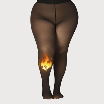 Plus Size Dual Tone High Waist Fleece Winter Fur Pantyhose Stockings
