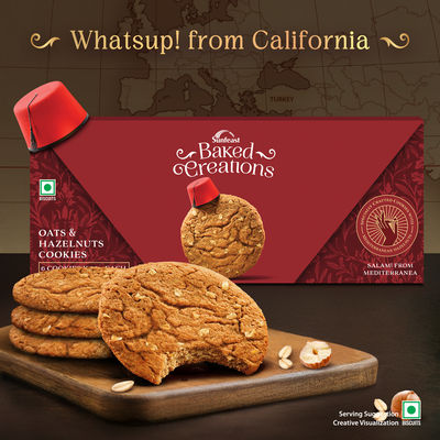 Oats & Hazelnut Cookies Crafted With Turkish Hazelnuts By Sunfeast Baked Creations
