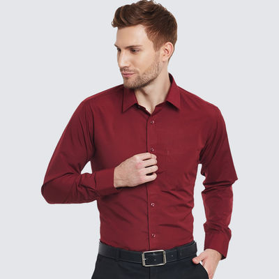 Men Maroon Solid Slim Fit Formal Shirt-40
