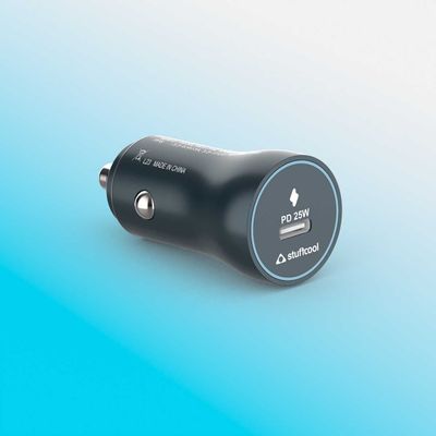 Ultimus 25W Type C Port car Charger. Supports PPS Super Fast Charging PD Charging, Charges iPhone and Pixels 50% in 30 mins, Super Compact Shape Aluminium Body - Green