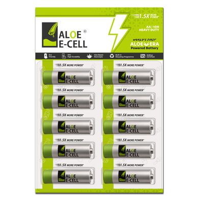World's First Aloe Vera Powered 100% Eco Friendly AA Battery - Pack of 10