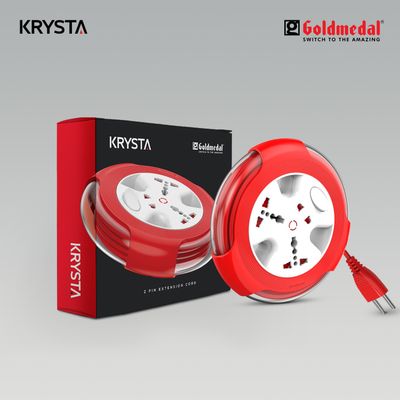 Gold Medal Krysta 2 Pin Heavy-Duty 5-Meter Cable Extension Cord|Master Switch with Indicator|Universal Sockets | Ultra-Smooth Rotation Extension Board for Home & Office