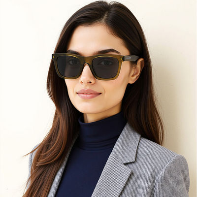 Unisex Solid Acetate Sunglasses | Transparent Green - L
