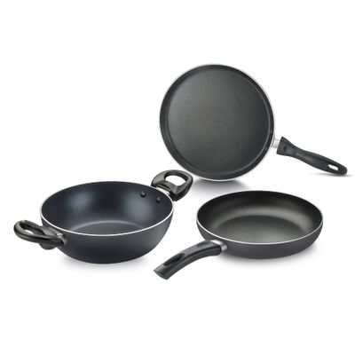 Ace Aluminium NonStick Cookware BYK Set Kadai 20cm,FP 20cm,OT 25cm,Elegant Design