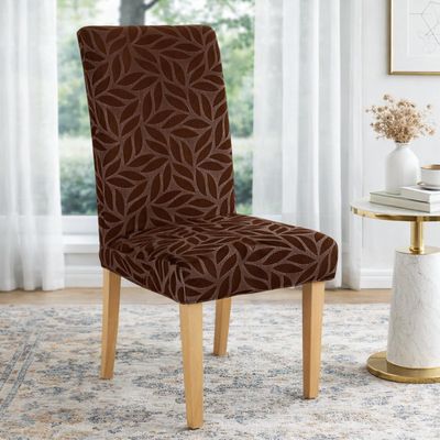CasaCraft Pepperfry Brown Square 15x19 Inche Geometric Polyester Reversible Stretchable Chair Cover